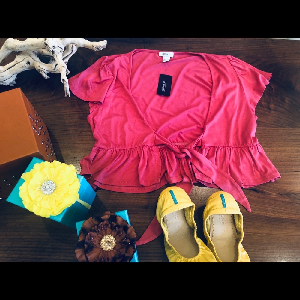 Front Tie Flounce Blouse